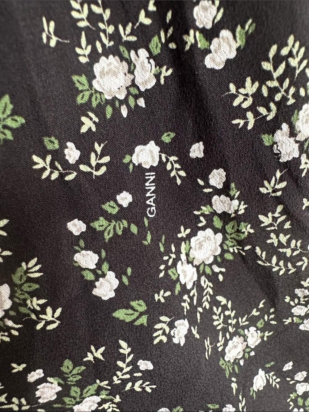 Ganni Black and White Floral Mini Dress - Picture 7 of 8